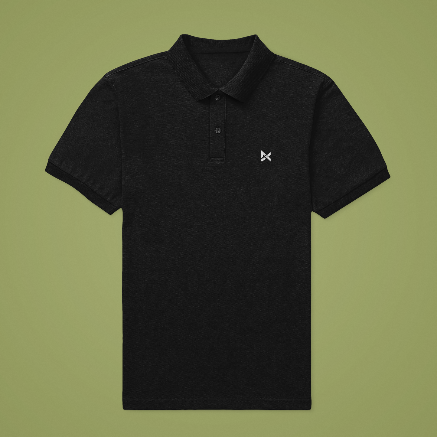 BLACK SOLID POLO T-SHIRT