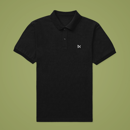 BLACK SOLID POLO T-SHIRT
