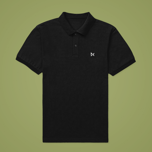 BLACK SOLID POLO T-SHIRT