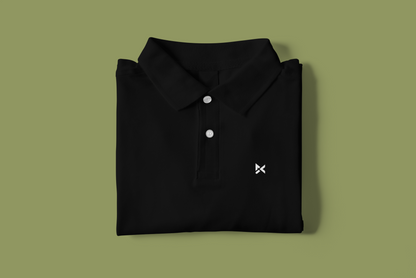 BLACK SOLID POLO T-SHIRT