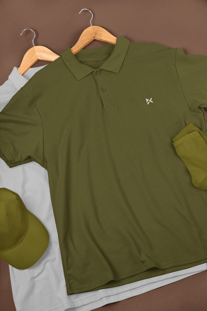 OLIVE GREEN SOLID POLO T-SHIRT