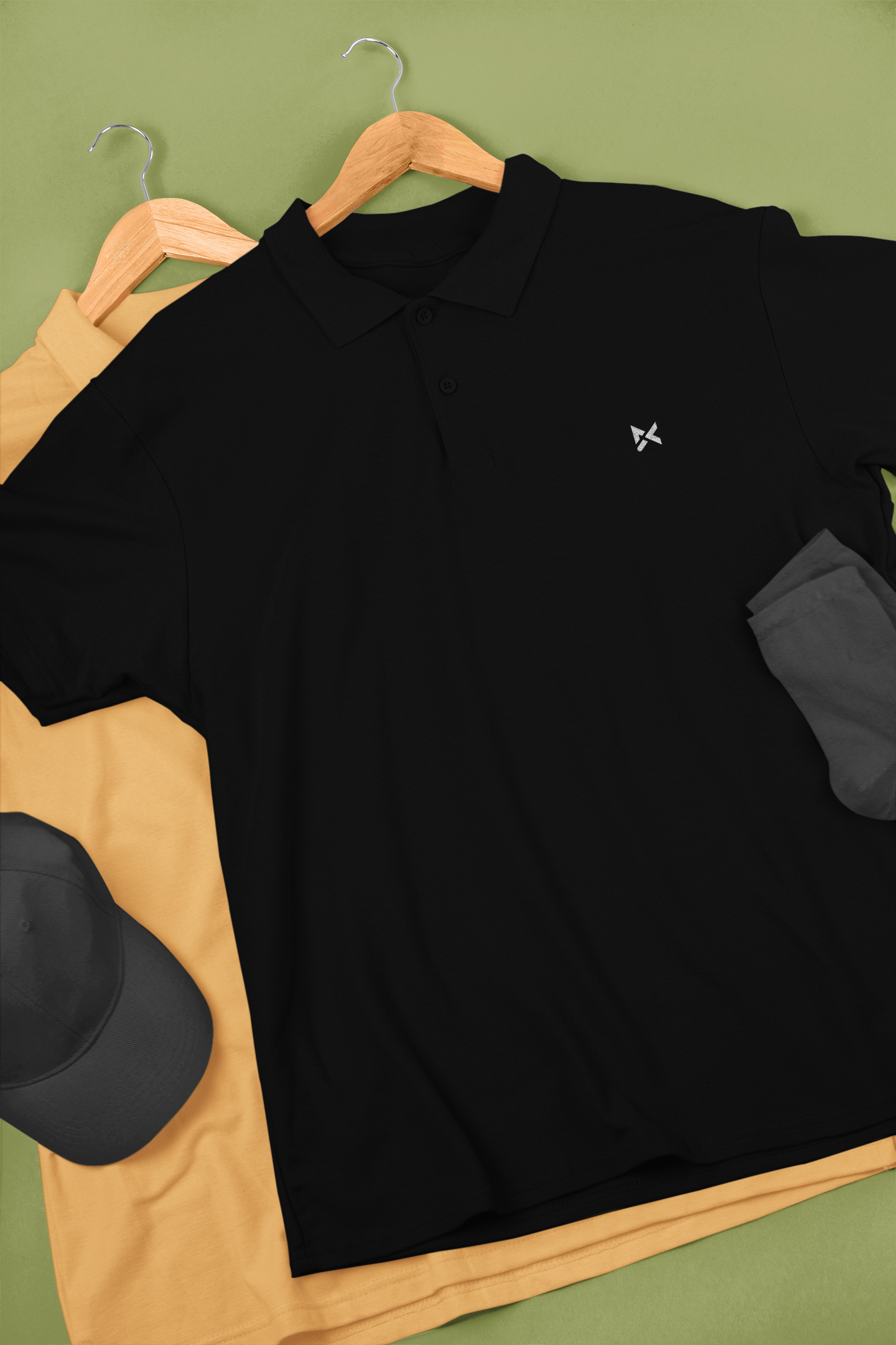 BLACK SOLID POLO T-SHIRT