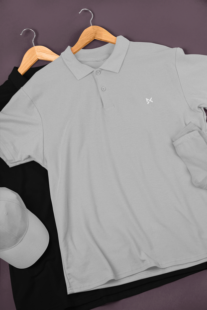 GREY SOLID POLO T-SHIRT