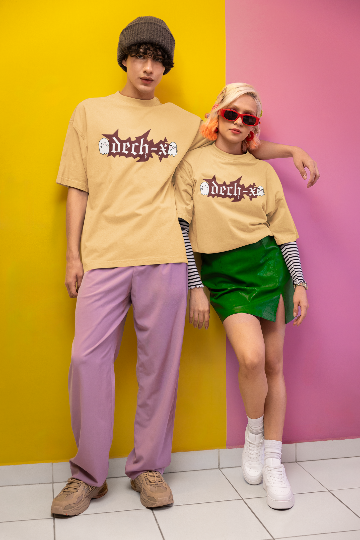 BEIGE UNISEX OVER SIZE T-SHIRT