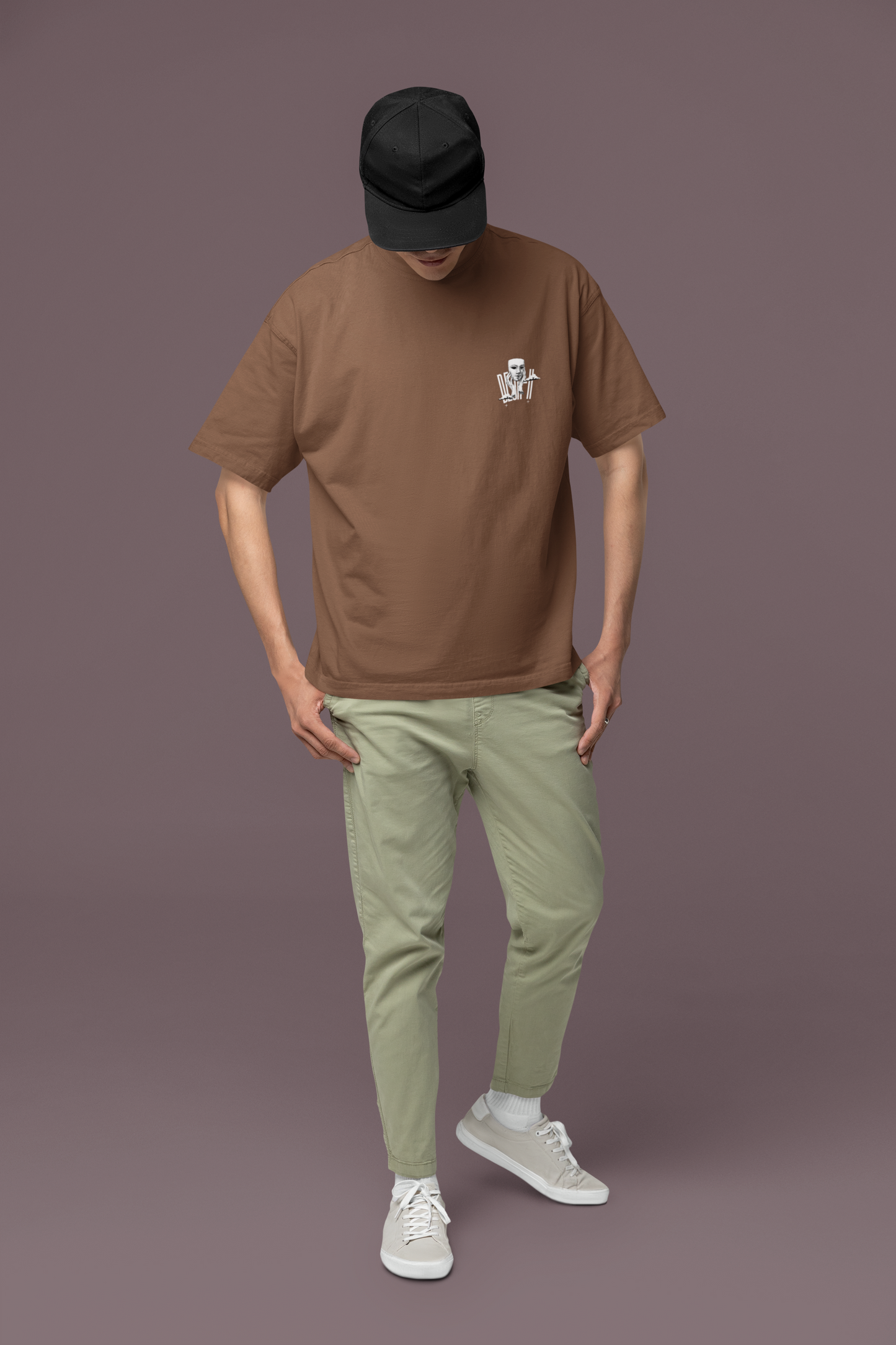 BROWN UNISEX OVER SIZE T-SHIRT
