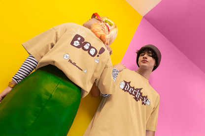 BEIGE UNISEX OVER SIZE T-SHIRT