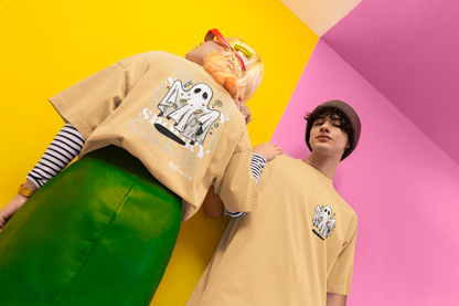 BEIGE UNISEX OVER SIZE T-SHIRT